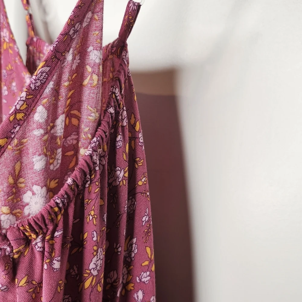 Girls Sundress Floral Pink Tiered Size 16 Boho Summer Dress Adjustable Straps - Picture 9 of 15